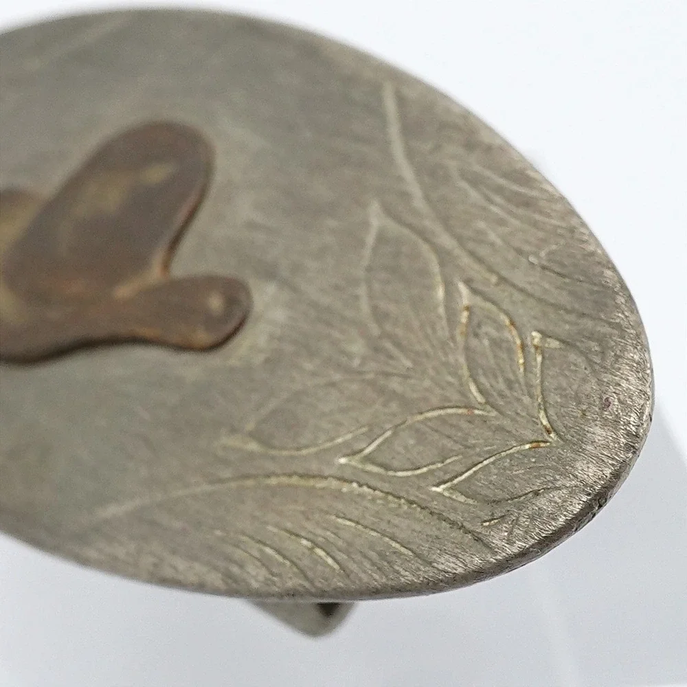Vintage Unique Artisan Belt Buckle Hand Engraved Brass Cowboy Hat